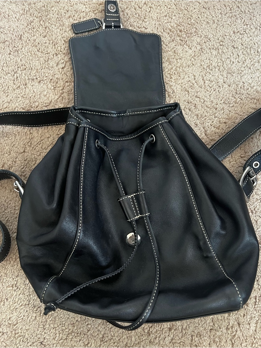 Coach Black Leather Backpack Purse - Picture 5 of 6